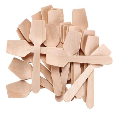 China Disposable Disposable Trapezoid Cake Wooden Dessert Spoon for sale