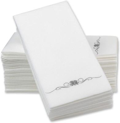 China 12x17inch Printed Stamped Airlaid Paper Dinner Napkins Disposable Guest Hand Towels for sale