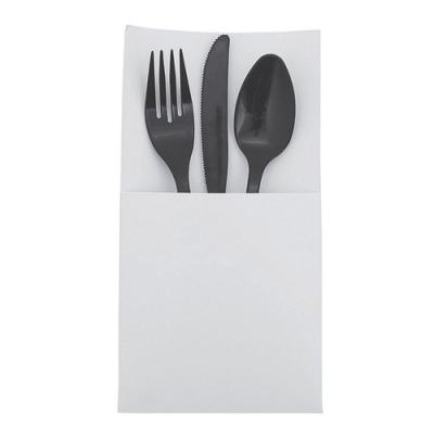 China Printed White Airlaid Canvas Feel Pocket Paper Napkin For Cutlery for sale