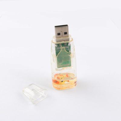 China Plastic Vloeibare USB Flash Drive Onze zijkant Plastic binnenkant Eend kan aangepast gemaakt Te koop