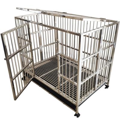 China Durable Double Door Single Layer Dog Crates Stainless Steel Collapsible Pet Kennels Outdoor Metal Kennel for sale