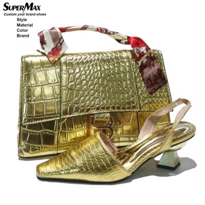 China In Round 2022 African Women Shoes Plus Size High Heels Wedding Shoes With Matching Bags Set And Purse Match Sets Slippers Sandals for sale