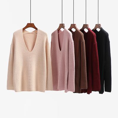 China 2021 Autumn/Winter Women's Sweaters Knitwear Breathable Sweaters Print Loose V-neck Plus Size Sweater Plus Size Women's Sweater for sale