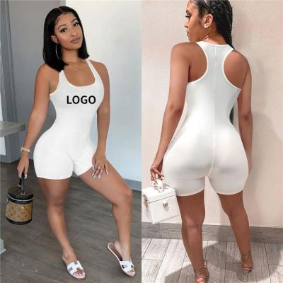 China Anti-Static Women's Fashion Clothes 12 Colors Simply Style Solid Color Sportswear Summer Tank Tops Sleeveless Short Jumpsuit Rompers for sale