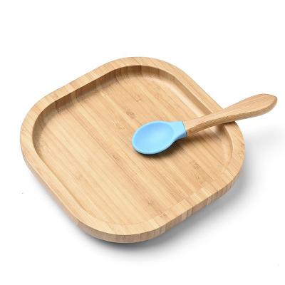 China 2021 Minimalist 2021 Baby Tableware Bamboo Dessert Dish Children's Tray Cartoon Cutlery Set Children's Dish With 4 Separation for sale