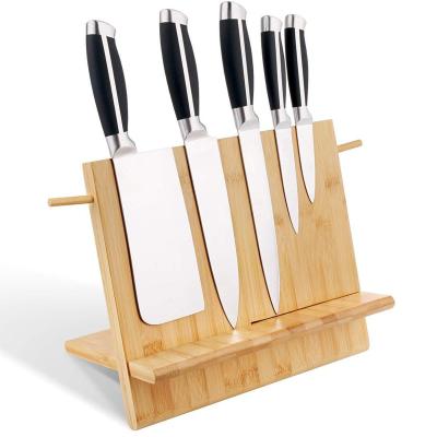 China Disposable Luxury Bamboo Novelty Magnetic Kitchen Knives Show Chef Knife Block Holder Stand for sale