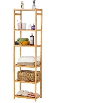 China Modern High Quality Multifunctional Free Standing Shower Organizer Bamboo Corner Storage Rack For Bathroom for sale