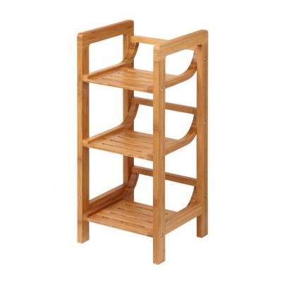 China Traditional 3 Tier Bathroom Organizer Shelves Bath Towel Bamboo Space Saver Shelving Rack New Design Tower Cabinet Rack for sale