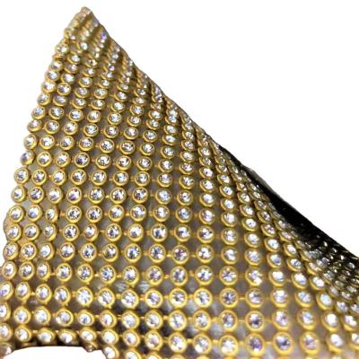 China Wholesale bag /shoe accessories aluminum rhinestone mesh glue back sticker rhinestone crystal bandage glass sheets for sale