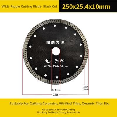 China 250m m Diamond Cut Circular Saw Blade negro con la base de acero en venta