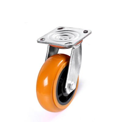 China Factory Price Cheap Factory Price Polyurethane Loud Industrial Orange Heavy Duty Caster Wheel Soft None 150mm x 50mm With Fixed Rack Loading 600kg for sale