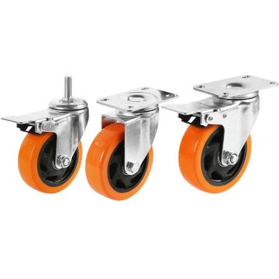 China Industrial 4 Inch Caster Wheels 100mm Rueda Giratoria Orange Orange PVC Abrasion Resistant Red Swivel Caster Blue Black Heavy Duty Caster Wheels for sale