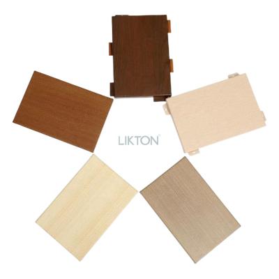 China Inmitation Wood Grain Veneer Facade Cladding Decorative Commercial Building Wood Grain Fire Proof Curtain Wall Aluminum Veneer for sale