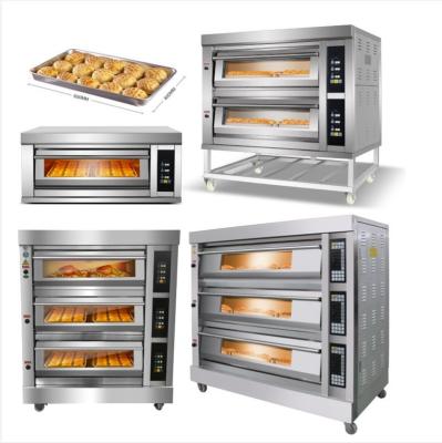 China Commercial Pizza Cake Pizza Bread Making 2 3 Deck 6 9 Tray Gas Electric Bakery Baking Ovens for sale