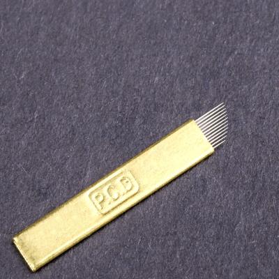 China Hot Sale PCD 12F Permanent Gold Tattoo Eyebrow Needle for sale