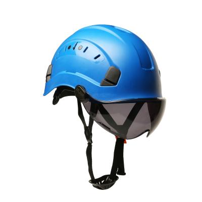 China Fasional Safety Helmet With Goggles ABS Flame Retardant Hard Hat Protective Cap With Goggles Glass Windproof Helmet for sale