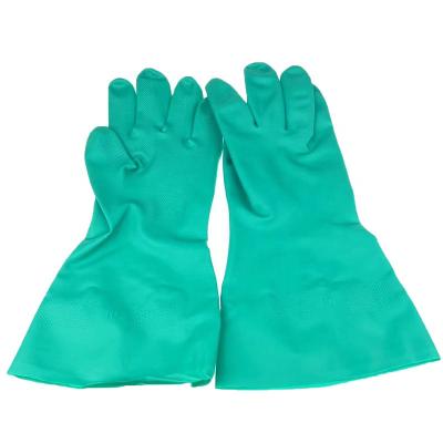 China Water Proof Green Nitrile Gloves Oil Resistant Acid And Alkali Resistant Rubber Work Protection Industrial Gloves for sale