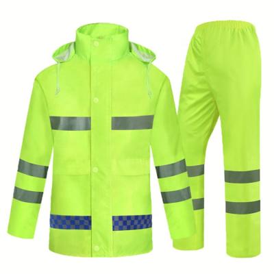 China Reflective Outdoor Adult Riding Duty Traffic Suit Rainpants Bachelorette Raincoats Fluorescent Green Split Raincoat for sale