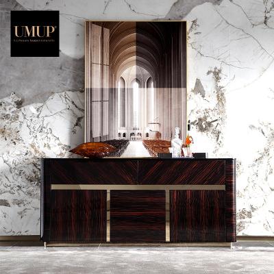 China Design 3 Doors Adjustable Italian Luxury Side Dining Room Cabinets Wooden Sideboard (Others) Living Room Cabinets Console Table Modern Solid Wood for sale