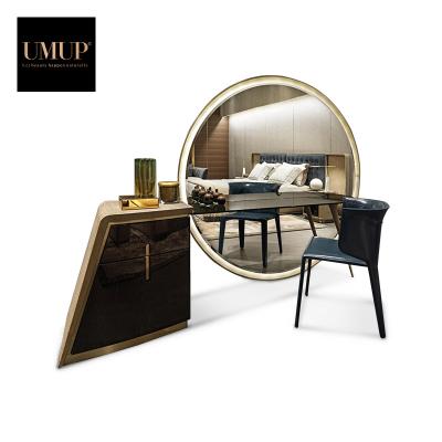 China (Other) Large Round Adjustable Mirror Bedroom Make Up Table Dressing Table Luxury Modern Vanity Table With Drawer for sale