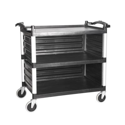 China Large Durable Universal 3-Tier Food Service Cart Hotel Cart Room Service Cart for sale