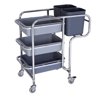 China Durable Restaurant Dish Collection Trolley Plastic Tool Trolley For Hotel for sale