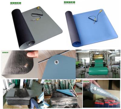 China Nature Original Factory 600mm x 900mm ESD Rubber Mat, Anti Static Bench Mat, Grey/Blue/Green, All Size Available for sale