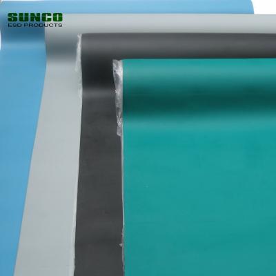 China ESD Rubber Green Conductive / Dispersive Gray Blue Black 2mm Textured Rubber Sheet for sale