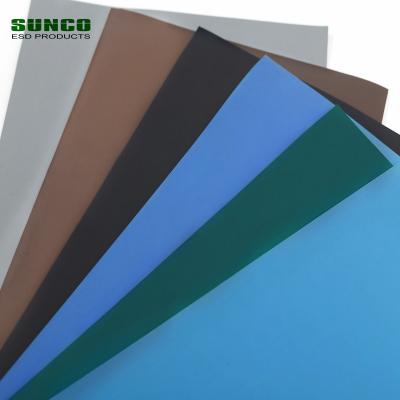 China Rubber Green Gray Black Blue Textured ESD Anti Slip Workbench Rubber Mat for sale