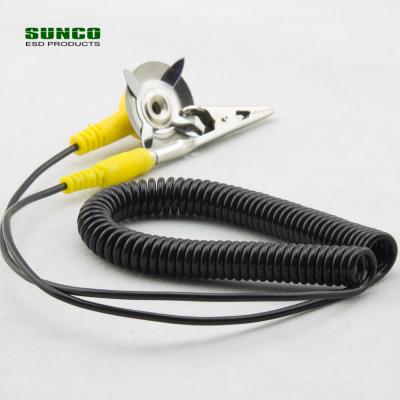 China ESD Grounding For Workstation Static Control PU PVC Coiled ESD Grounding Rope For Workbench Mat And Table Mat for sale