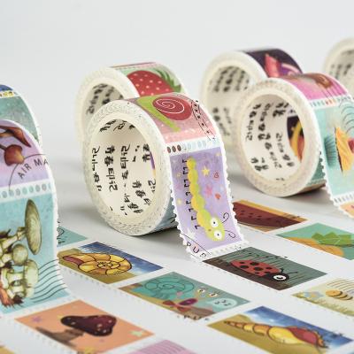 China ANTI-STATIC Wholesale Custom Decorative Paper Tapes Cute Stamp Pattern Printing Washi Tape Roll for sale