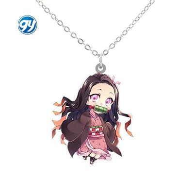 China FASHIONABLE Cute Girl Kamado Nezuko PVC Party Jewelry Tanjirou Demon Slayer Resin Diy Vintage Statement Necklaces Necklace Anime Halskette for sale