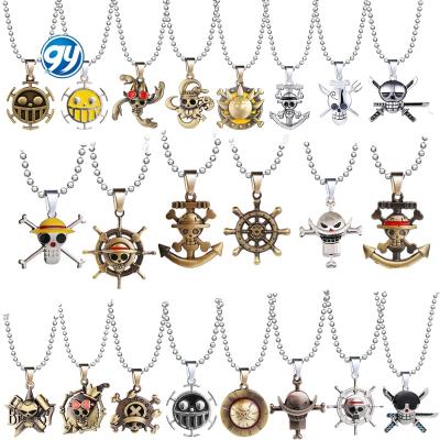 China FASHIONABLE Japanese Metal Pirate Skull Cosplay Luffy Bead Chain Fashion Jewelry Gift Keepsake Necklace Anime Pendant Halskette for sale