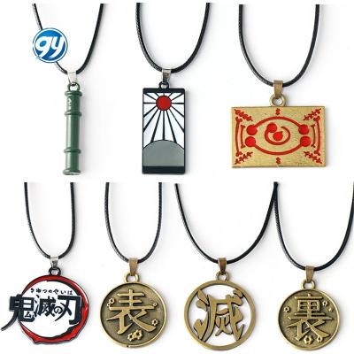 China FASHIONABLE Blade Demon Slayer Ghoul Kimetsu No Yaiba Men Metal Jewelry Rope Chain Fans Collection Prop Necklace Anime Pendant Halskette for sale