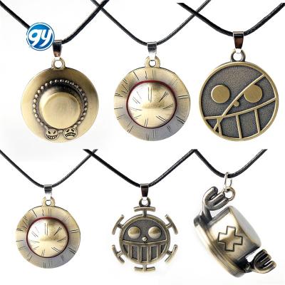 China Retro Luffy Hat Crusader Evil Skull Retro Luffy Rope Chain Fans Jewelry Gift Necklace Anime Pendant Halskette for sale