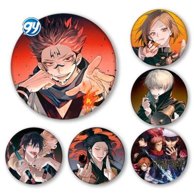 China 3D 2022 Hot Thing Anime Jujutsu Kaisen Cosplay Insignia Tinplate Element Pins Second Sale 58mm Gift for sale