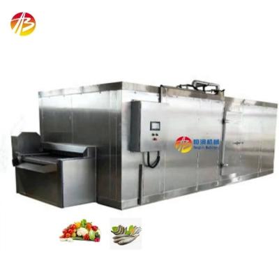 China Máquina de congelación por túnel de 500 kg de capacidad para congelación rápida de pescado camarón frutas y verduras en venta