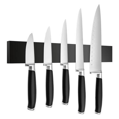 China Viable Home Kitchen Black Magnetic Knife Holder 16 Inch Stainless Steel Magnet Knife Strip Bar Knife Rack For Kitchen for sale