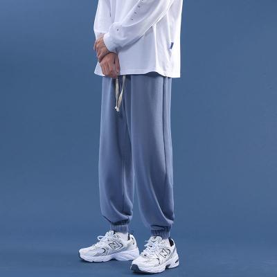 China Men's Pleated Trouser Pants 2021 Spring Spring Men's Sweatpants Outdoor Casual Straight Elastic Waist Pants Loose Trousers Men's Clothing for sale