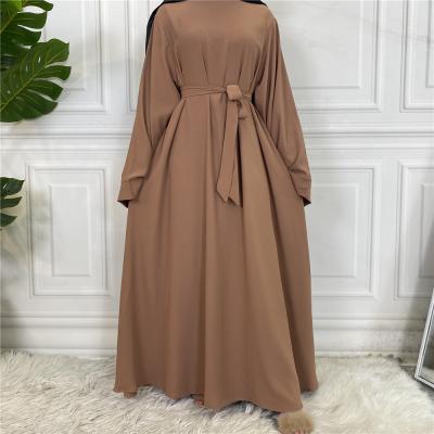 China Polyester Simple Modest Kaftan Islamic Clothing Abaya Muslim Dresses Eid Abaya Dubai Turkey Solid Color For Women for sale