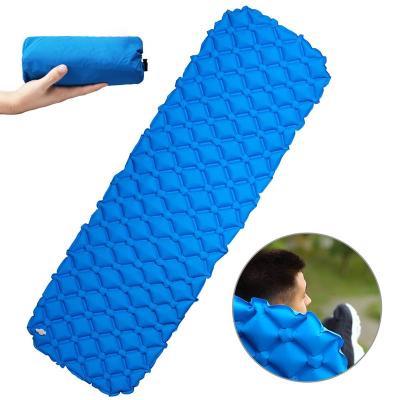 China Wholesale Ultralight Green Blue Green Single Inflation Ultralight Air Mattress Camping Orange Foldable Sleep Outdoor Pad for sale