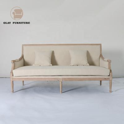 China Other wood frame rustic oak dubai anqtiue style fabric event wedding solid wood sling sofa for sale