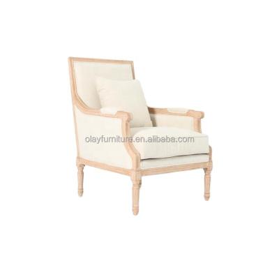 China High Quality Solid Canvas French Wedding Vintage Casual Event Chair Vintage Oak Wooden Sofa Bed Style Rental Sofa for sale