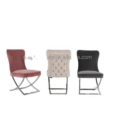 China With Buttons At The Bottom Modern Wedding And Event Dining Chair Velvet Stainless Steel Chair for sale