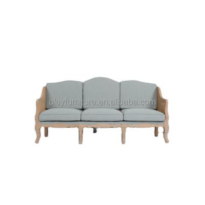 China French Sofa Bed Style Event Solid Wood Wedding Linen Fabric Sofa. for sale