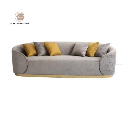 China Chesterfield SOFA 2019 New Design Stainless Steel Base With Gray Velvet Upholstered Fabric Sofa for sale