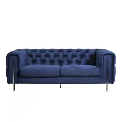 China Modern Design Fabric Velvet Home Furniture Modern Base Couch Stainless Steel Sofa for sale