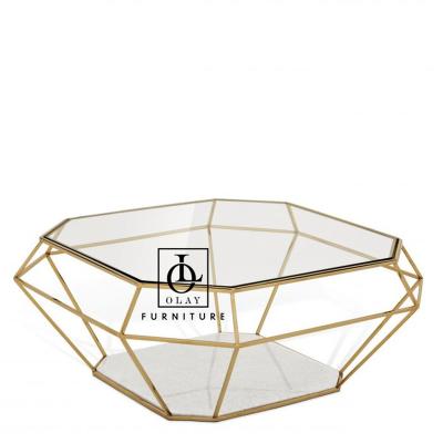 China 2022 Modern Living Room Furnituure Diamond Glass Asscher Coffee Table for sale