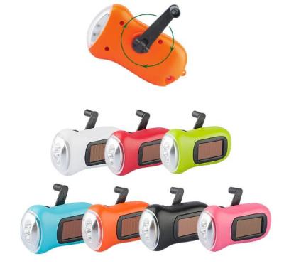 China Industrial Plastic Solar Power Mini Hand Crank Flashlight for sale