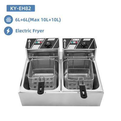 China Hotels High Quality 6L+6L Electric Double Basket Electric Deep Fryer Stainless Steel Deep Fryer Commercial French Fries Machine For Restaurant for sale